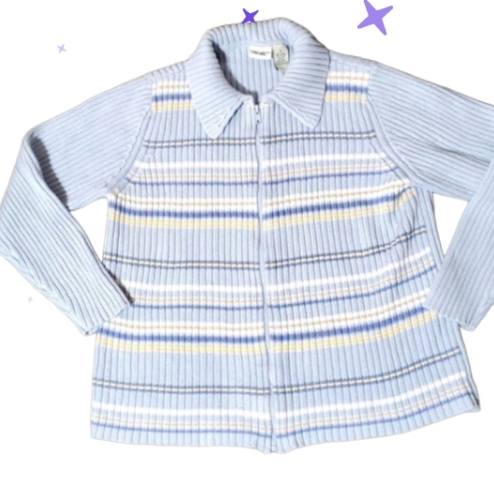 Vintage ribbed striped zip sweater. Cherokee xl